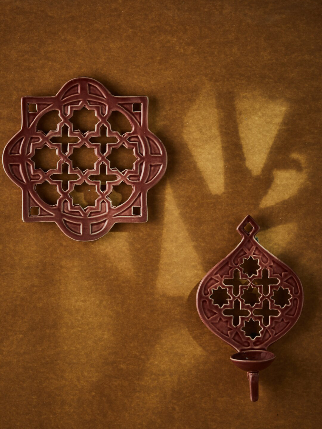 Buy Fabindia Set Of 2 Red Diya Wall Art Wall Decor for Unisex