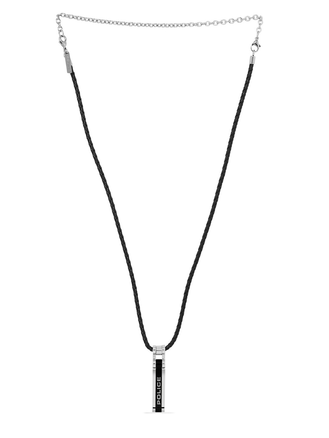 Buy Police Men Black & Silver Toned Silver Necklace - Necklace And ...