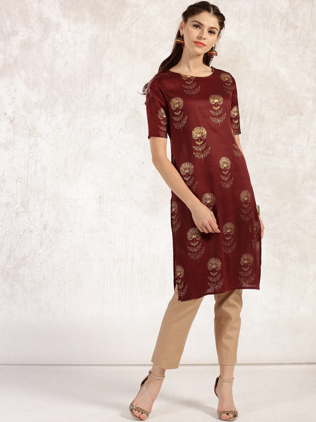 anouk maroon kurta set