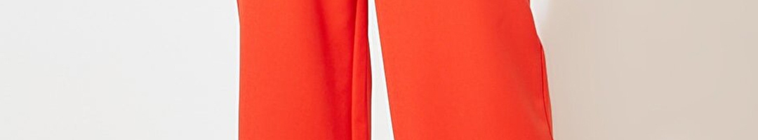 Buy Trendyol Women Orange Wide Leg High Rise Pleated Trousers ...