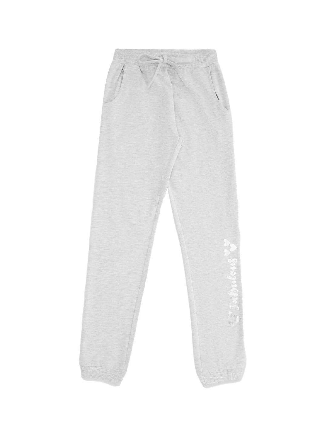 Buy Pantaloons Junior Girls Grey Melange Solid Cotton Joggers Track