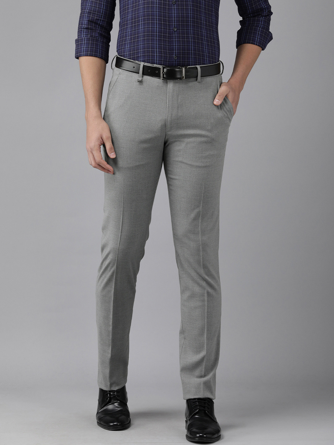 Buy Van Heusen Men Grey Slim Fit Trousers - Trousers for Men 17818544 ...