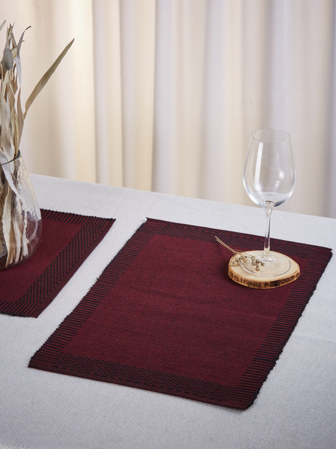 Buy Fabindia Set Of 6 Maroon Woven Table Placemats Table Placemats