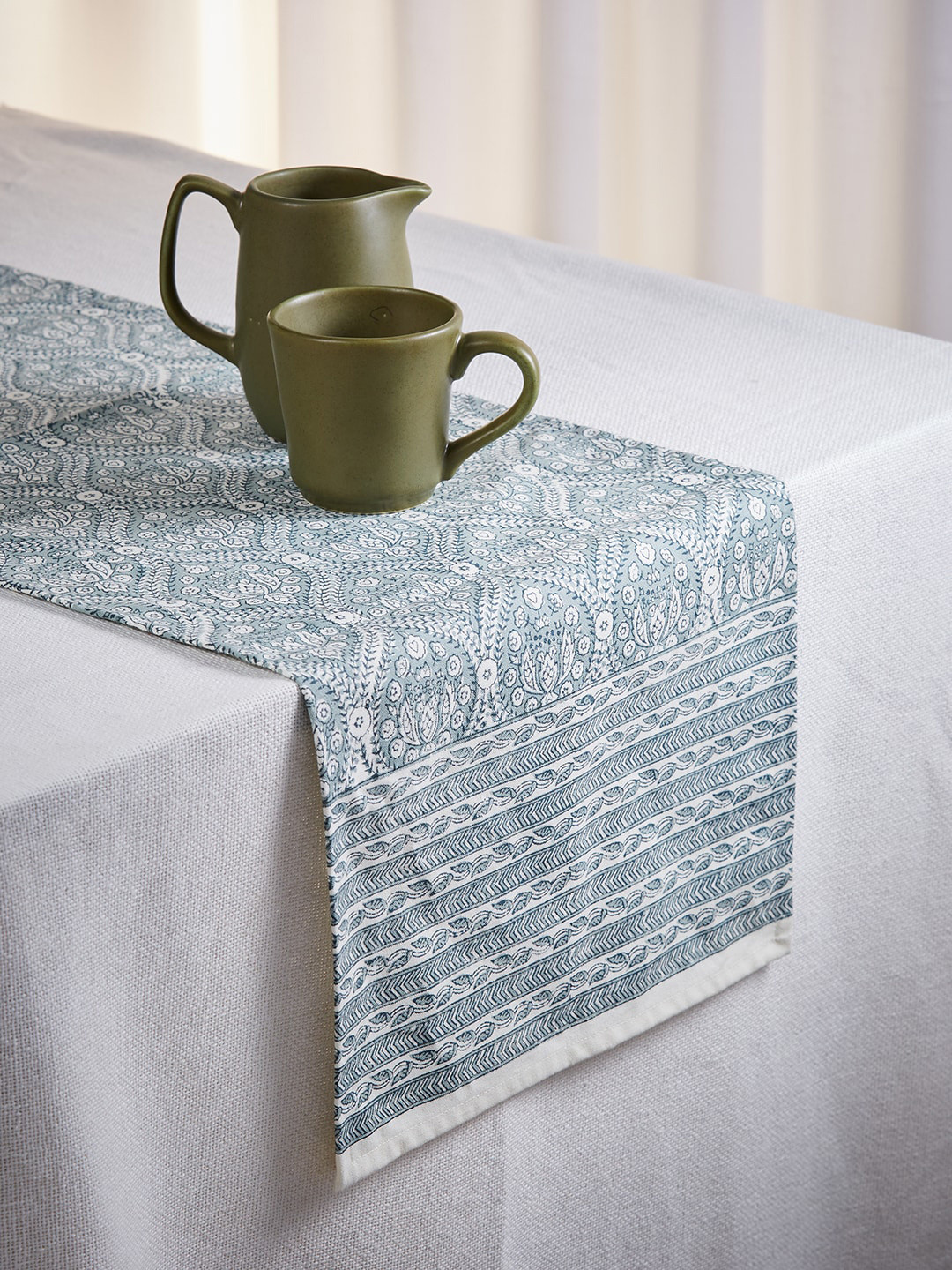 Buy Fabindia Blue Ethnic Motifs Table Runner Runners for Unisex