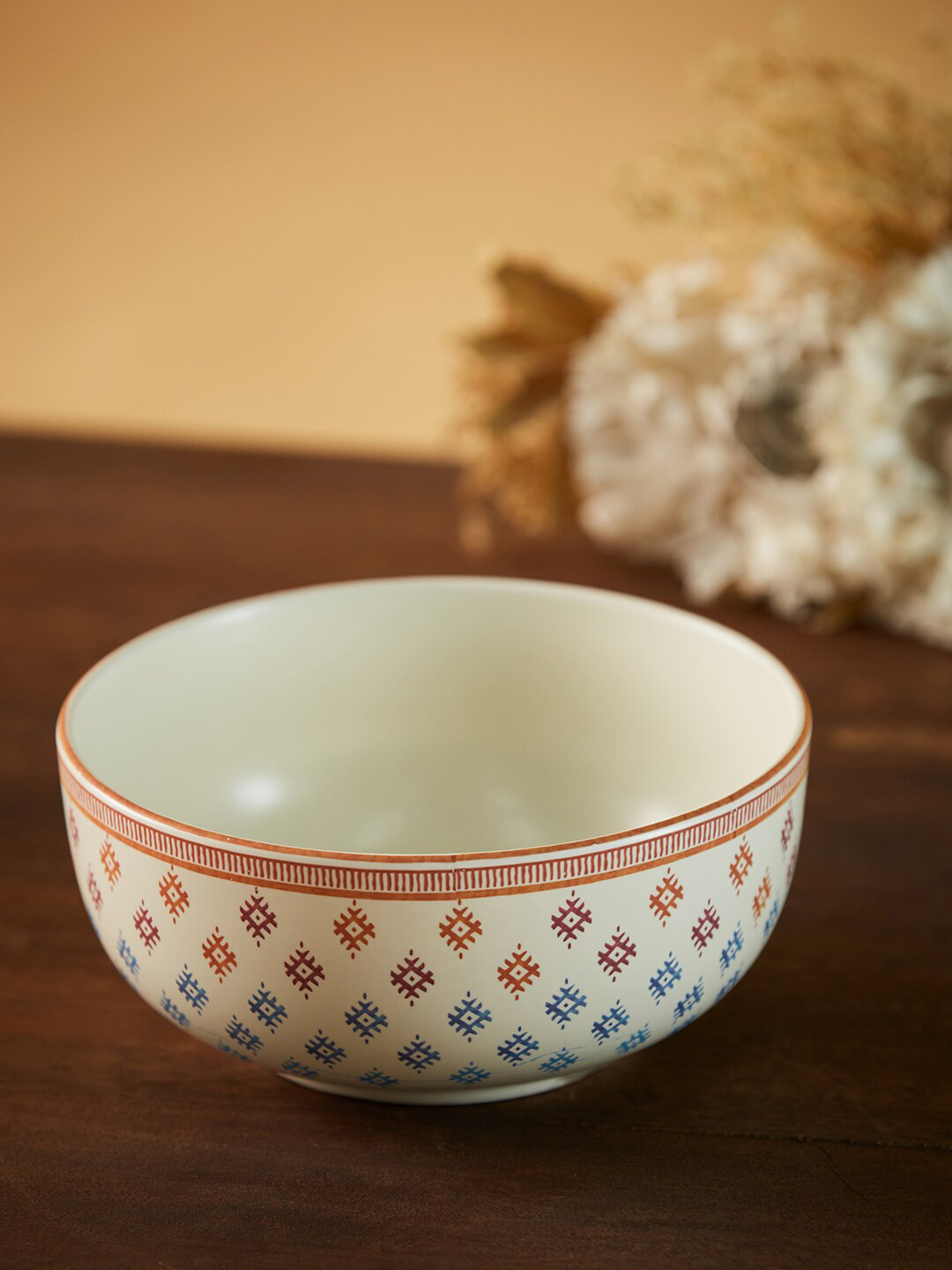 Buy Fabindia Multicoloured Ethnic Motifs Printed Porcelain Glossy Bowls Dinnerware for Unisex
