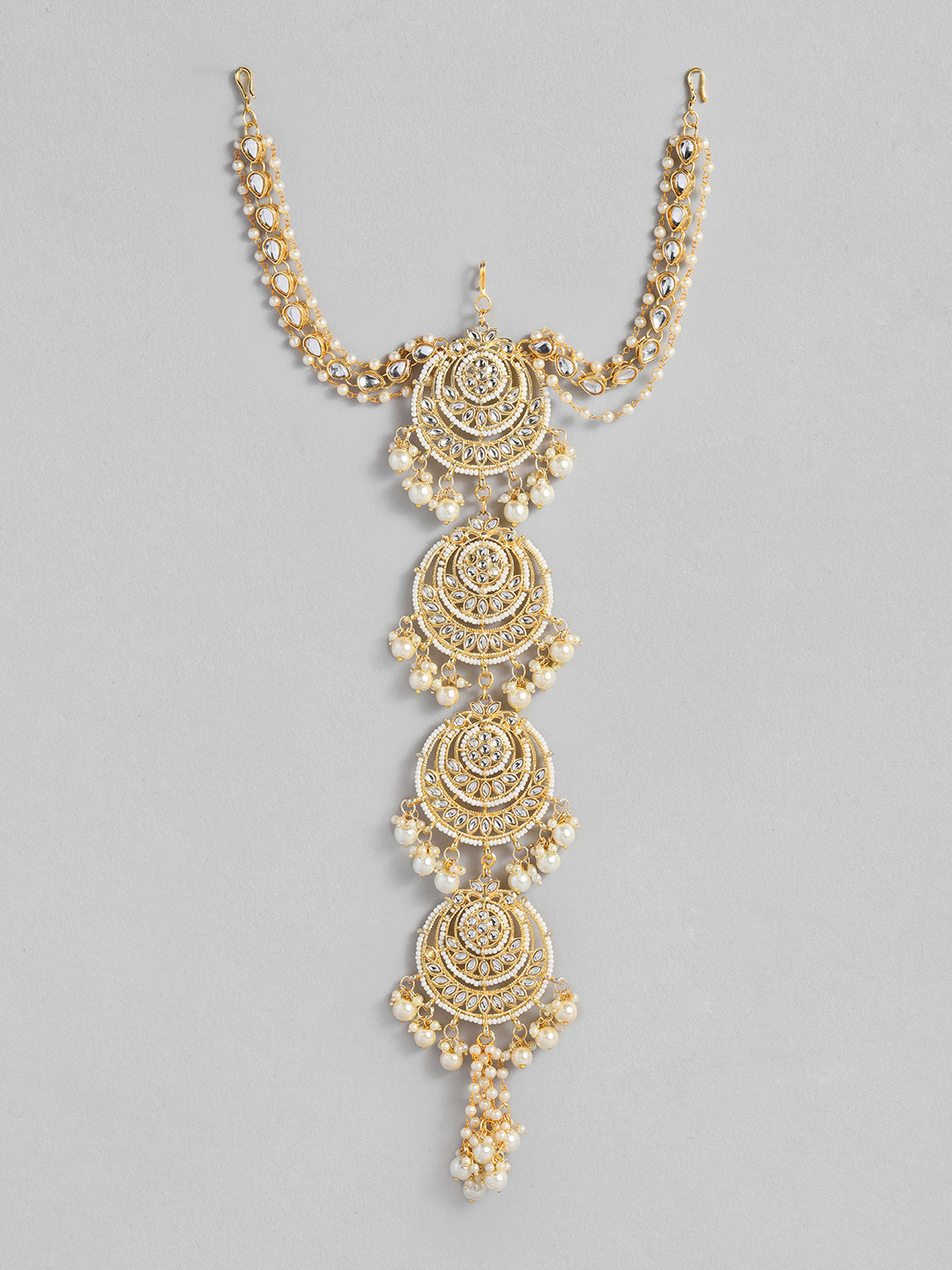 Buy I Jewels Women Gold & White Gold Plated Kundan Studded Hair