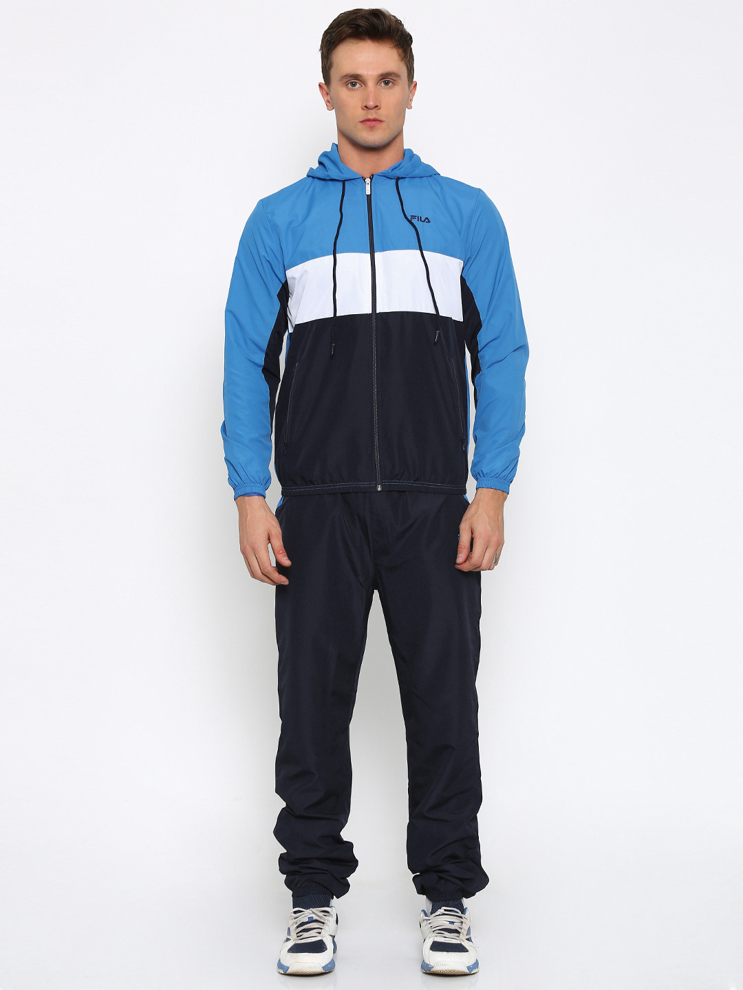 Buy FILA Navy & White Hooded Tracksuit Tracksuits for Men 1782313
