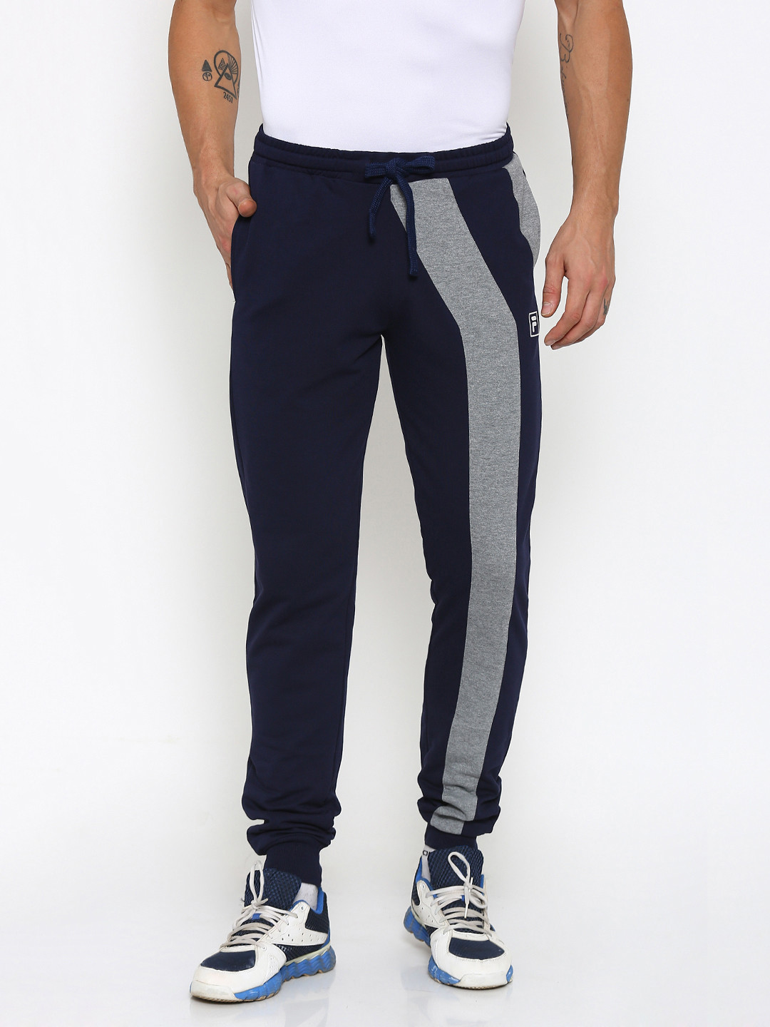 Buy FILA Navy & Grey Joggers Track Pants for Men 1782392 Myntra