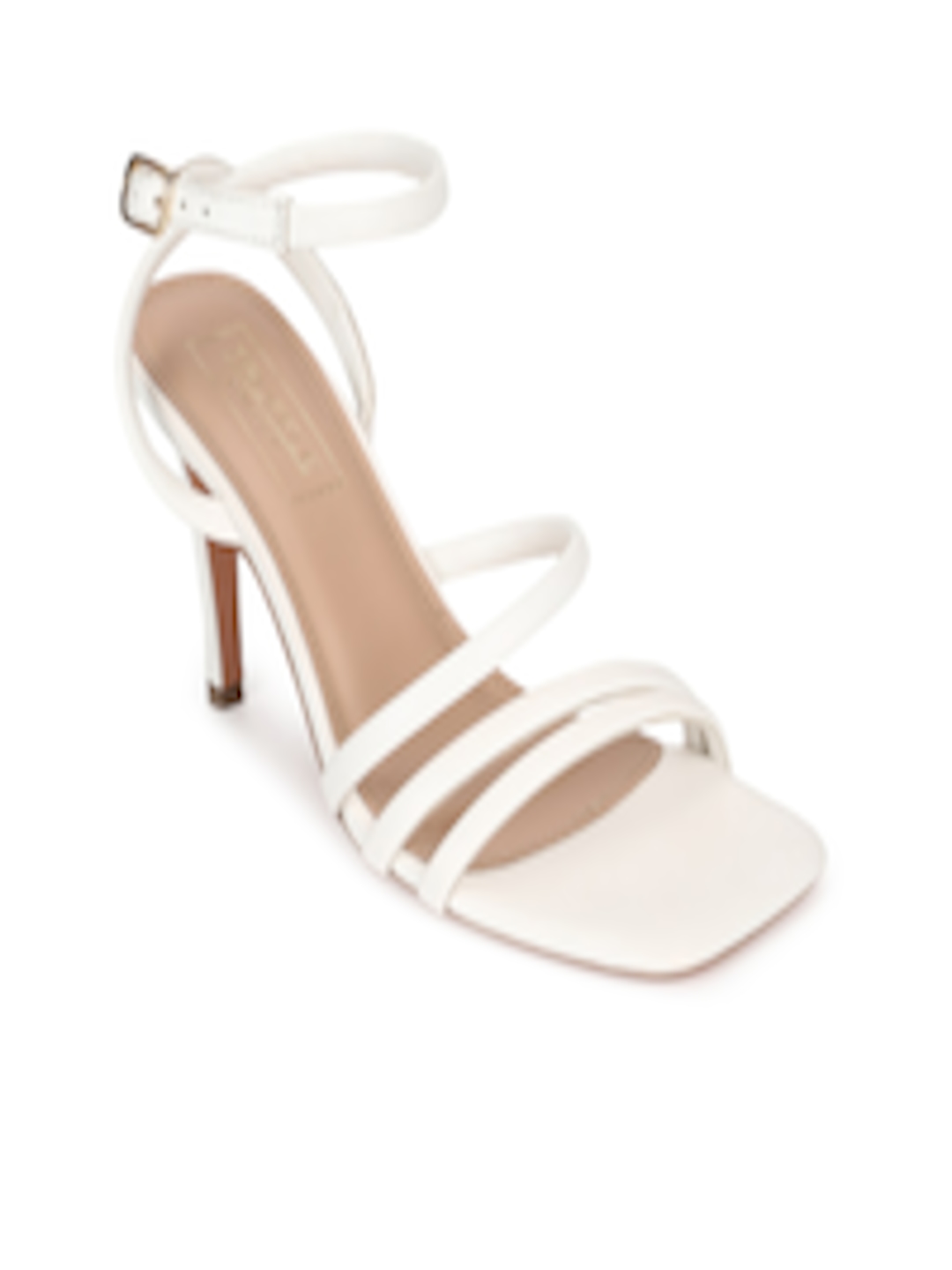 Buy Truffle Collection Women White Striped PU Stiletto Sandals - Heels ...