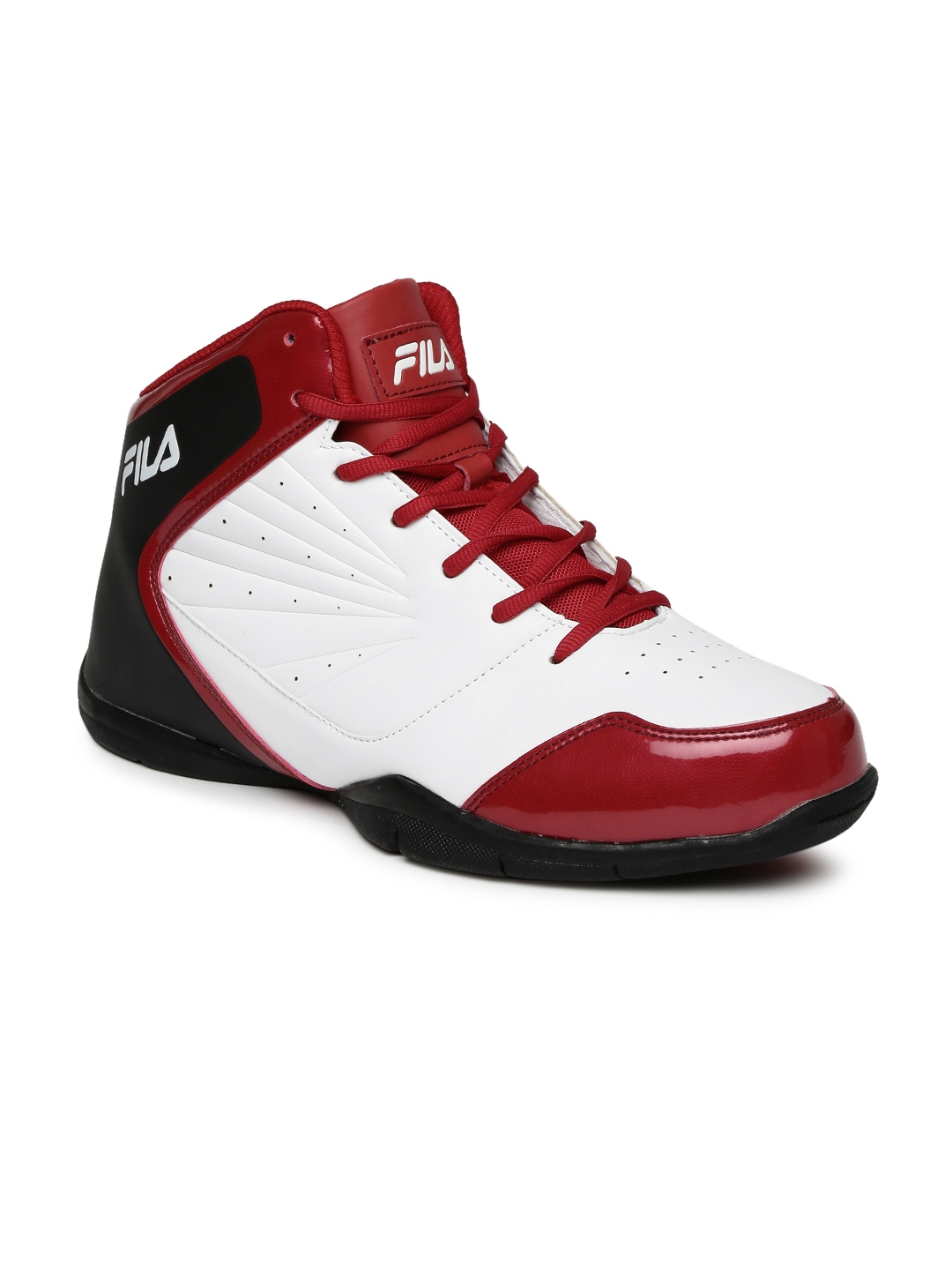 Buy FILA Men White & Red Colourblocked Basketball PLAYER High Top Shoes ...