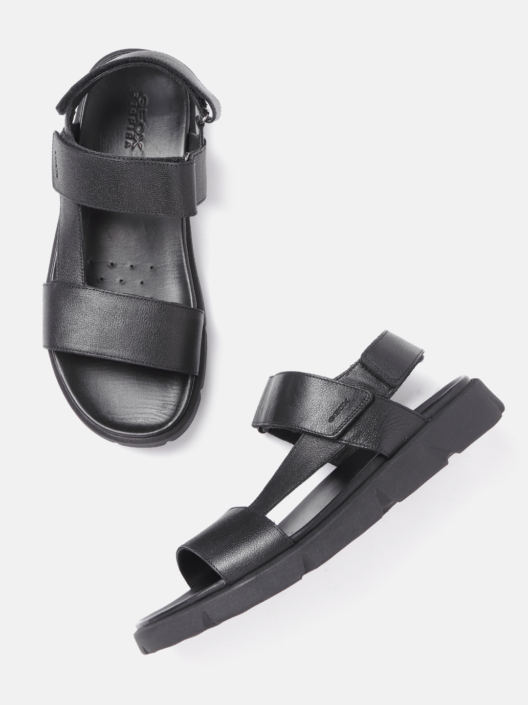 Buy Geox Men Black Leather Comfort Sandals - Sandals for Men 17831586 ...