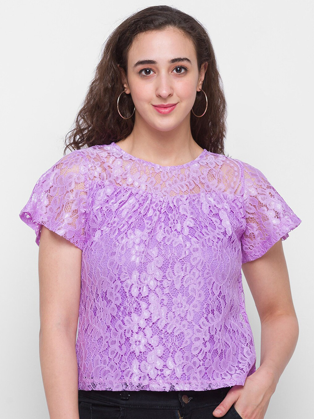 Buy Globus Purple Lace Top Tops for Women 17831728 Myntra