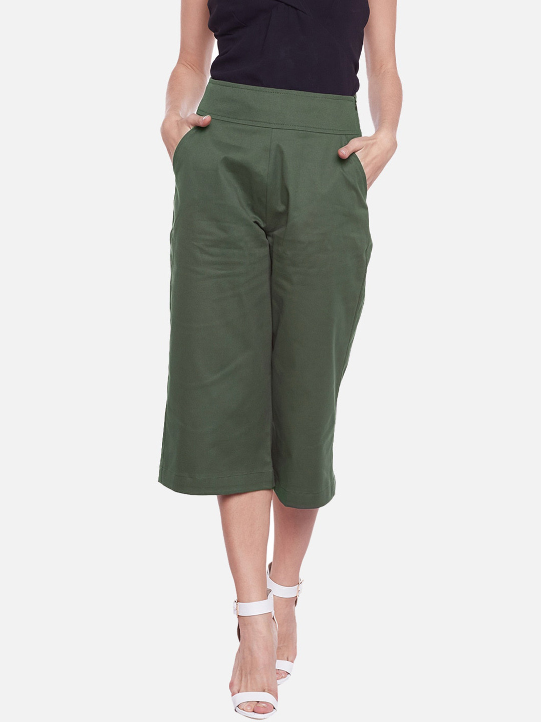 Culotte Trousers in Olive Green