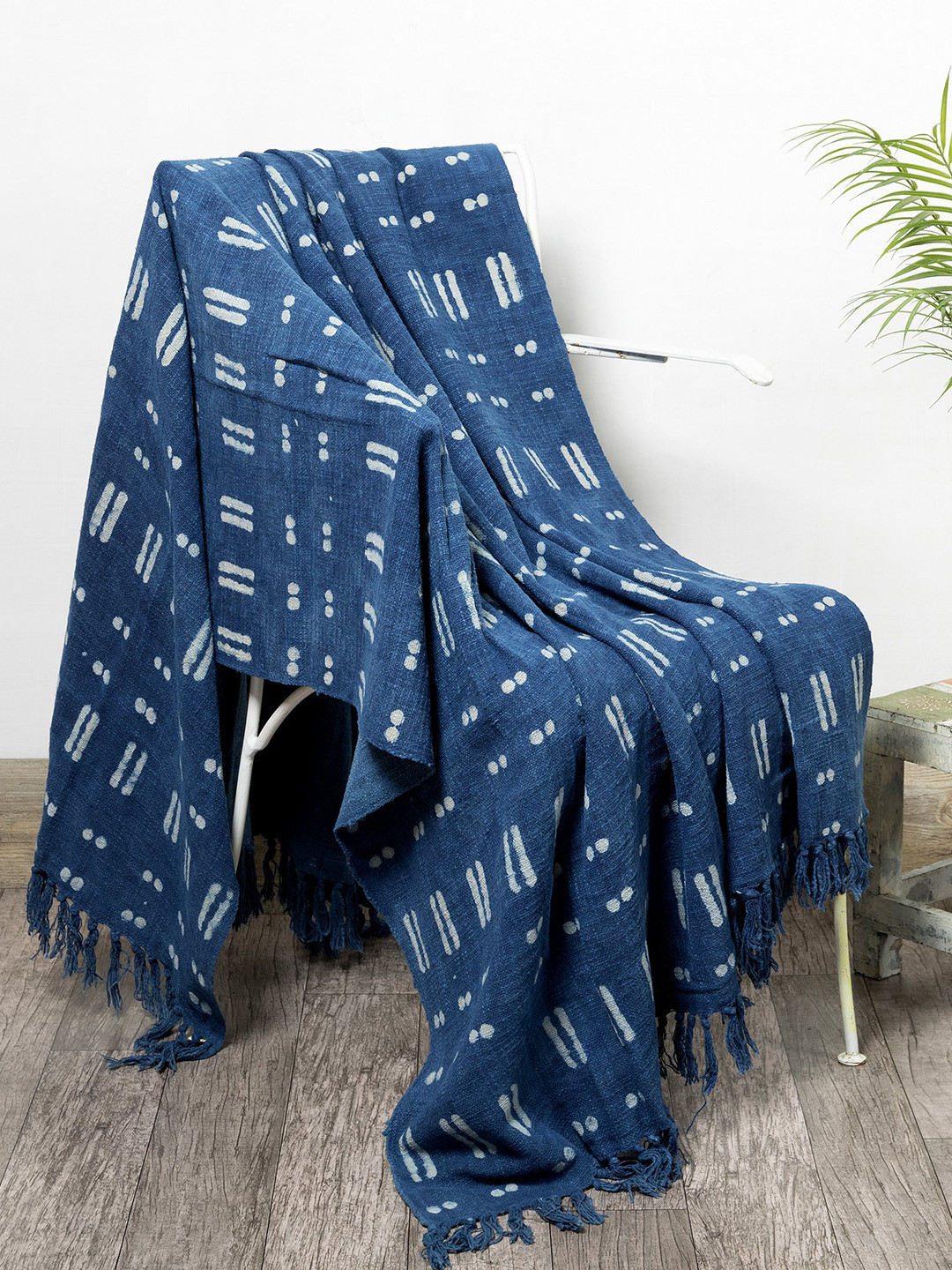 Buy HANDICRAFT PALACE Blue & White Striped Cotton Throws Throws for
