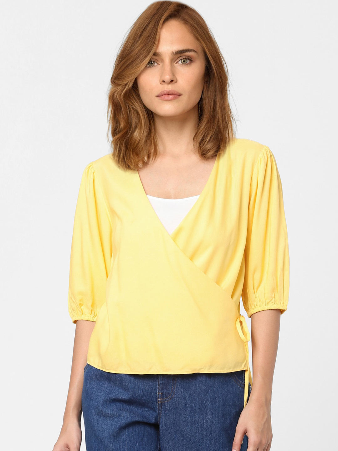Buy Vero Moda Yellow Solid Wrap Top Tops for Women 17833512 Myntra