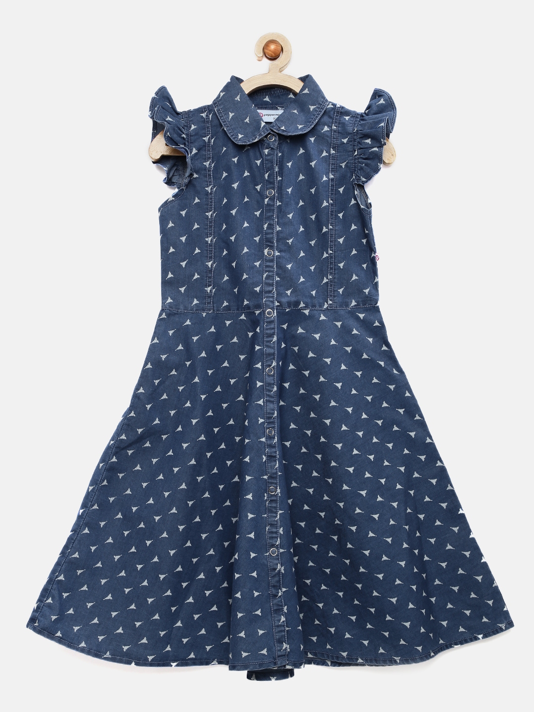 Buy Peppermint Girls Blue Printed Shirt Dress - Dresses for Girls ...