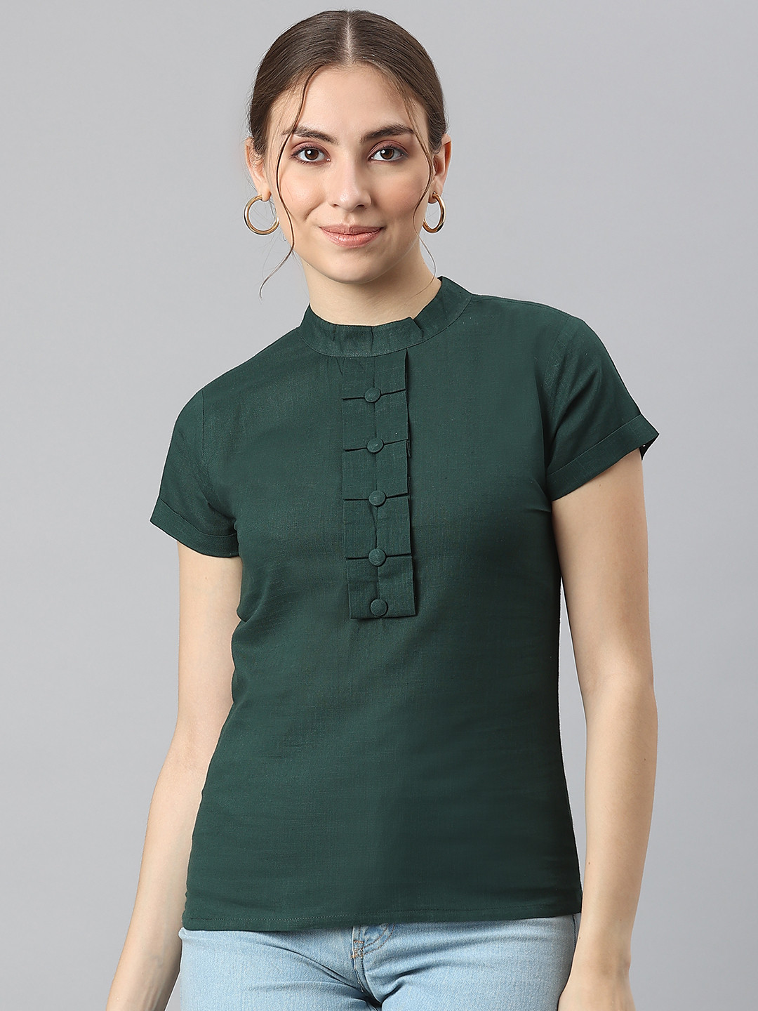 Buy KALINI Green Solid Cotton Top Tops for Women 17838248 Myntra