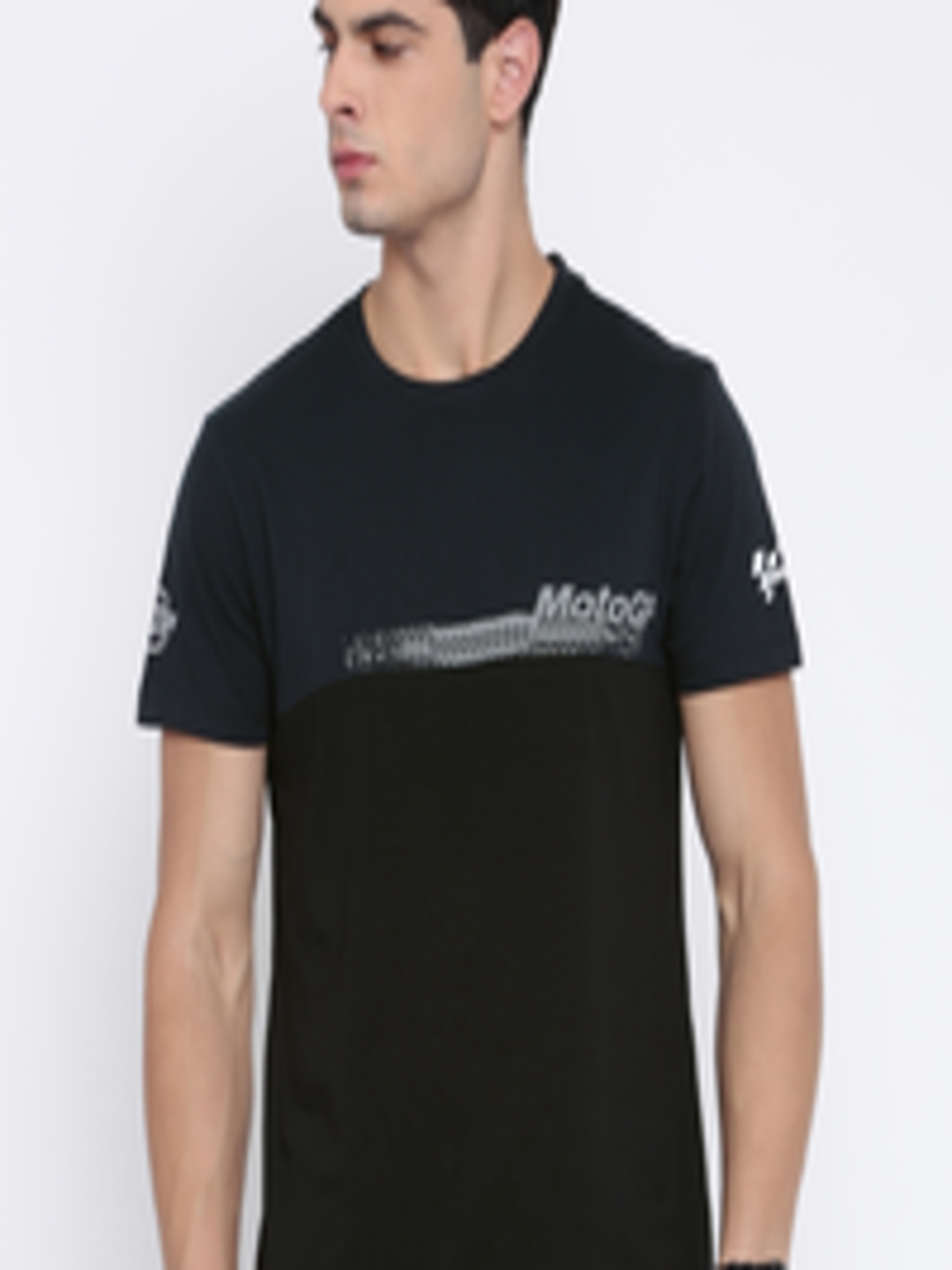Buy RDSTR Men Navy Blue MotoGP Colourblocked T Shirt - Tshirts for Men ...