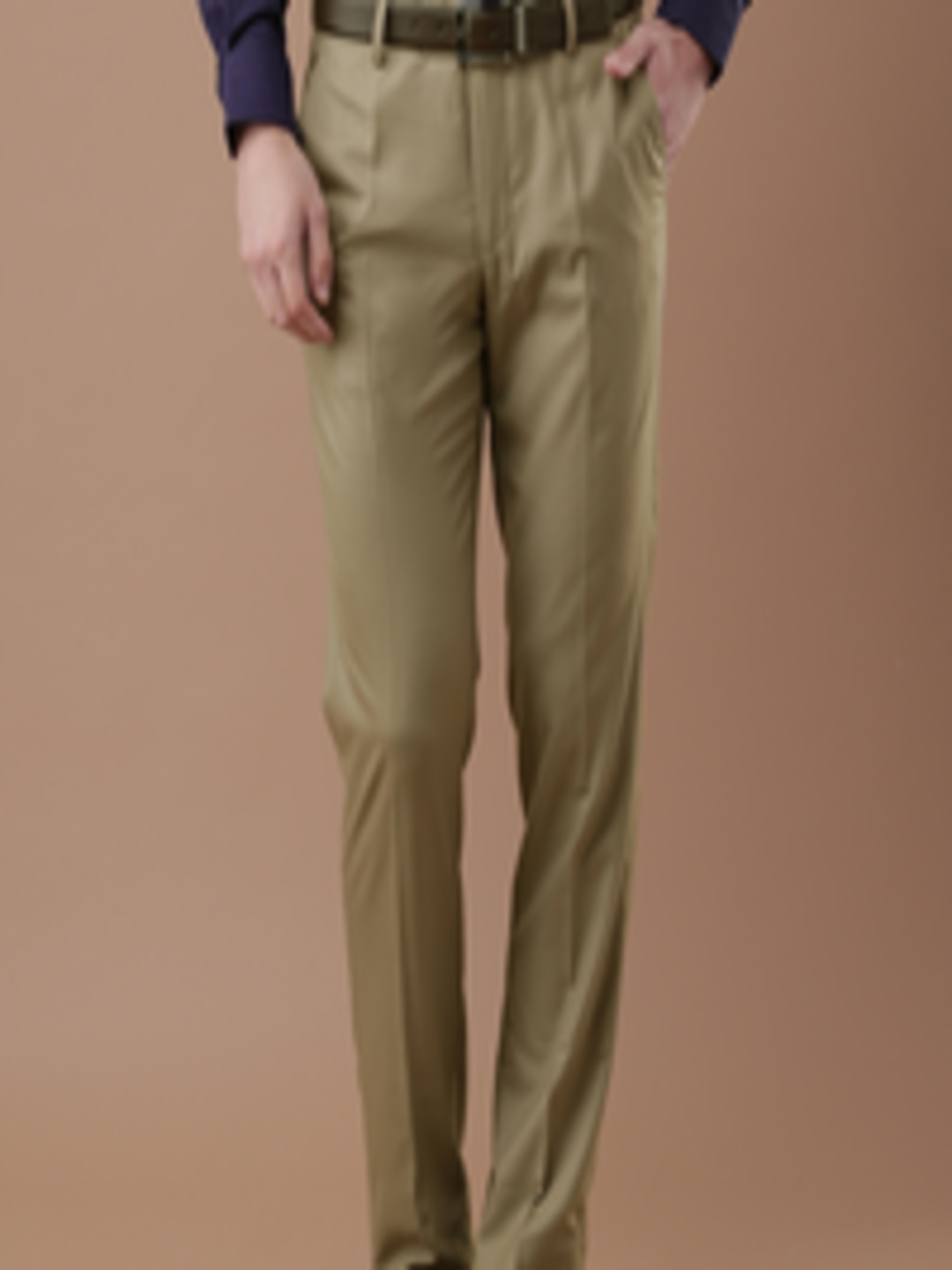 Buy Louis Philippe Men Khaki Milano Fit Formal Trousers - Trousers for Men 1784582 | Myntra