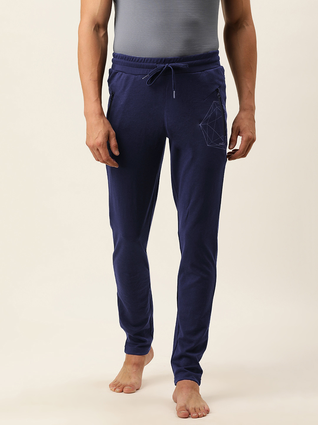 Buy Sweet Dreams Men Navy Blue Solid Slim Fit Lounge Pants Track