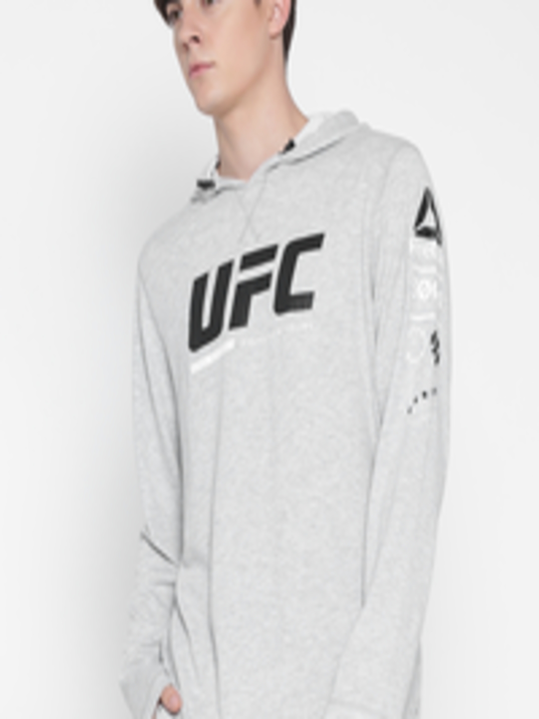 Buy Reebok Grey Melange UFC FG Printed Hooded Sweatshirt - Sweatshirts ...