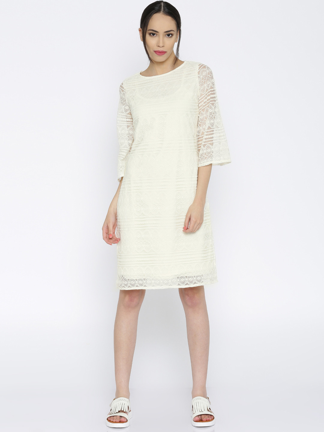 Buy 109F Women Cream Coloured Sheath Dress Dresses for Women 1785121 Myntra