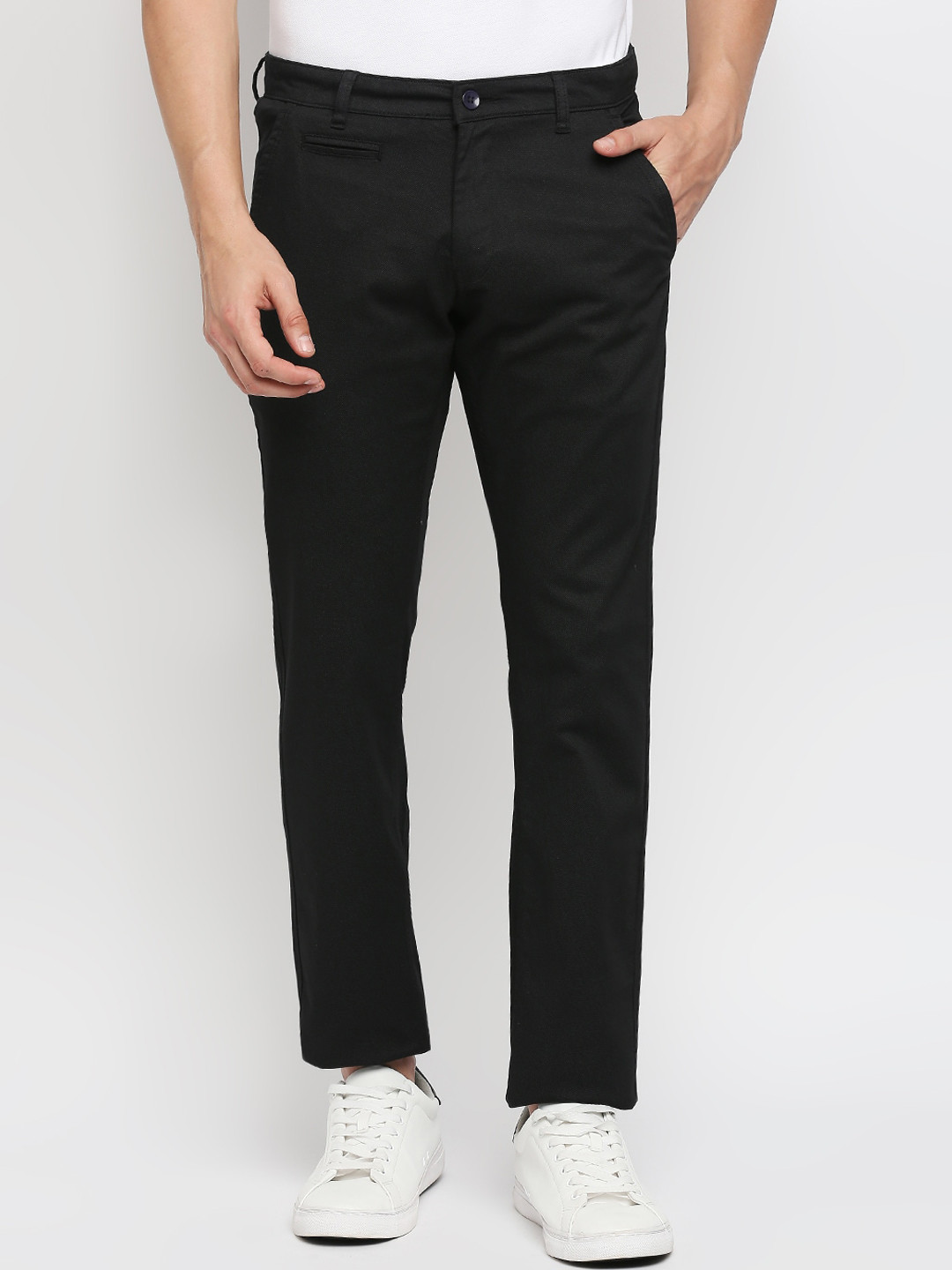 Buy Solemio Men Black Comfort Easy Wash Chinos Trousers - Trousers for ...