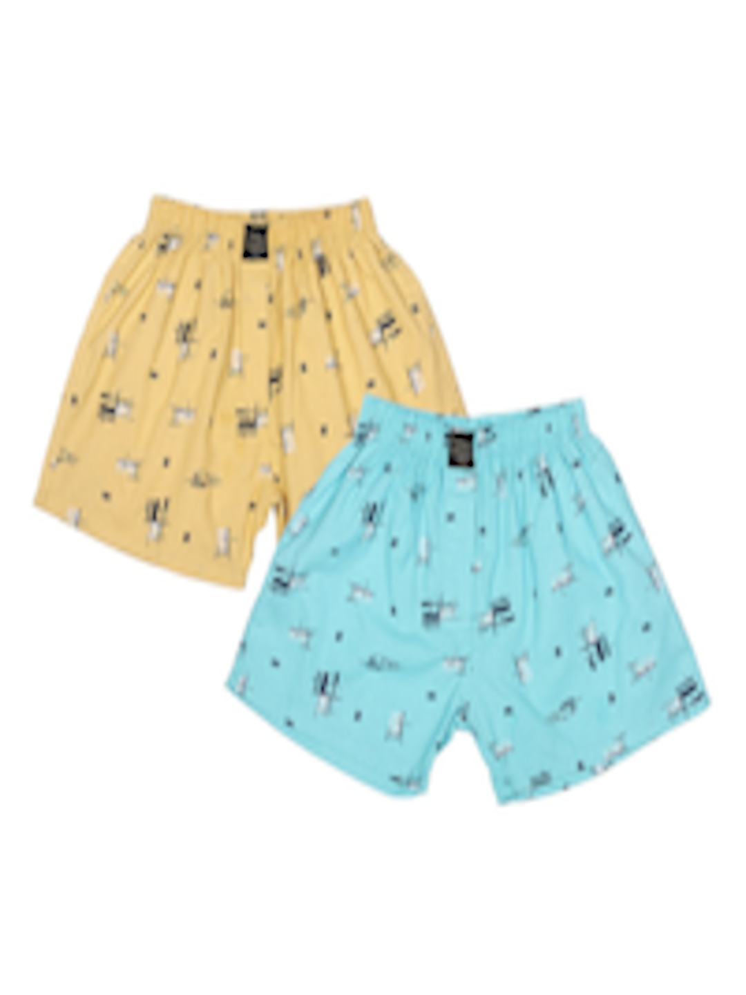 Buy CREMLIN CLOTHING Pack Of 2 Boys Blue And Yellow Printed Cotton ...