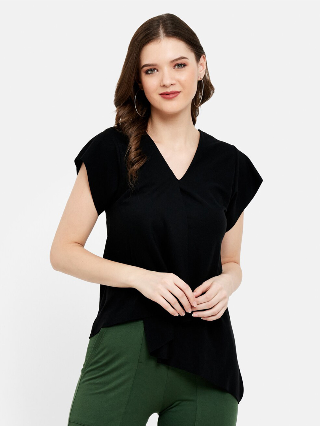 Buy UNMADE Black Solid Extended Sleeves Top Tops for Women 17852238