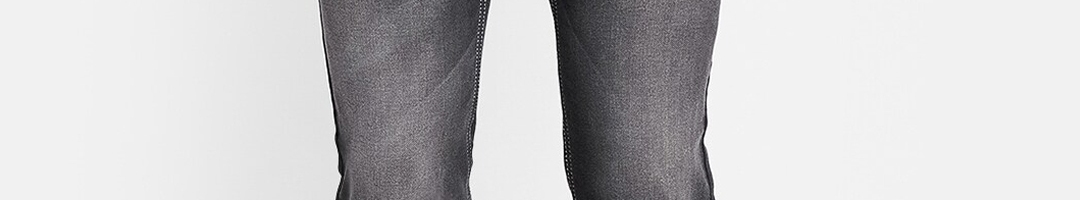 Buy Octave Men Charcoal Grey Regular Fit Heavy Fade Stretchable Jeans ...
