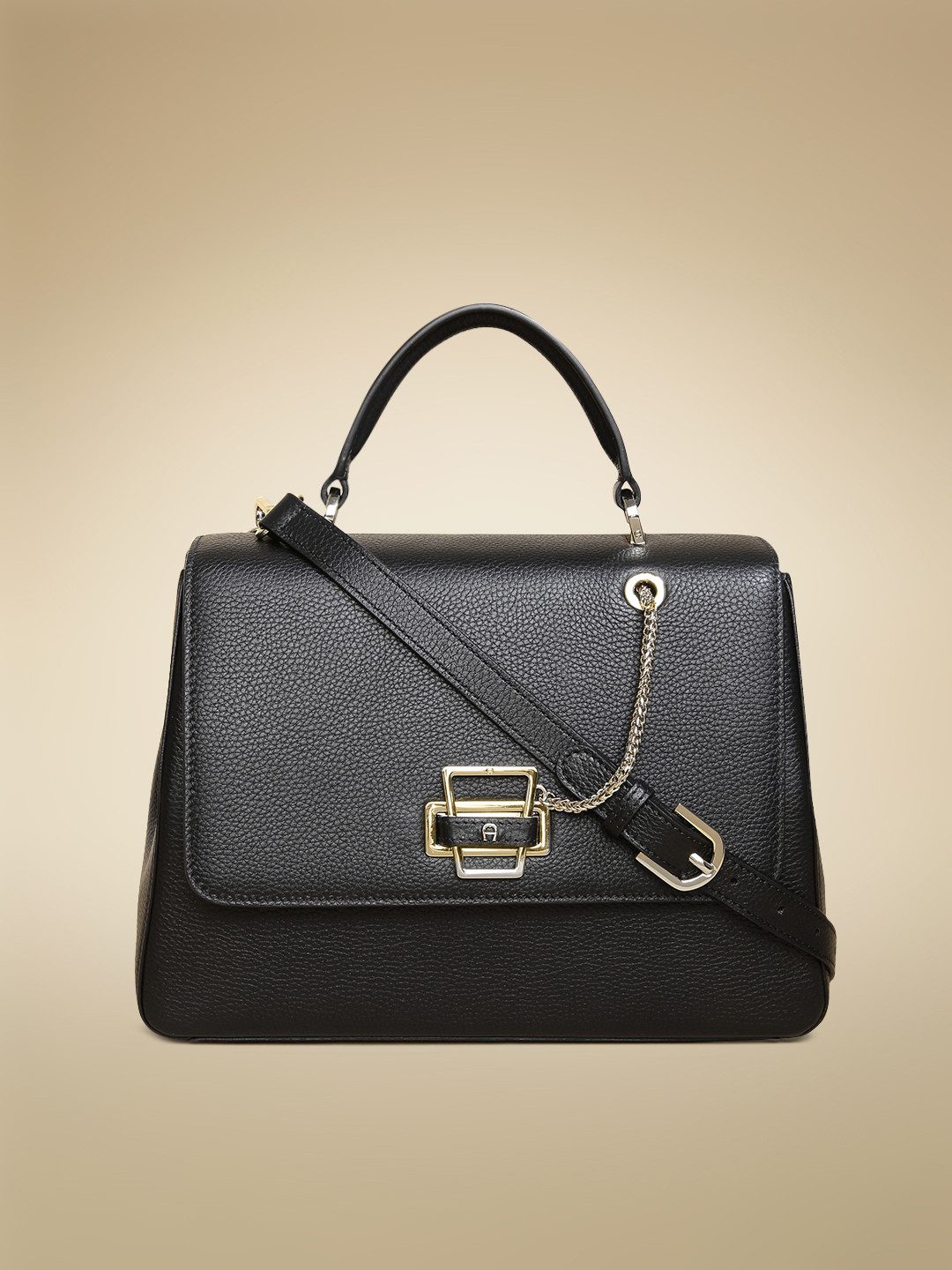 Buy AIGNER Black Neat Leather Satchel Handbags for Women 1785377 Myntra