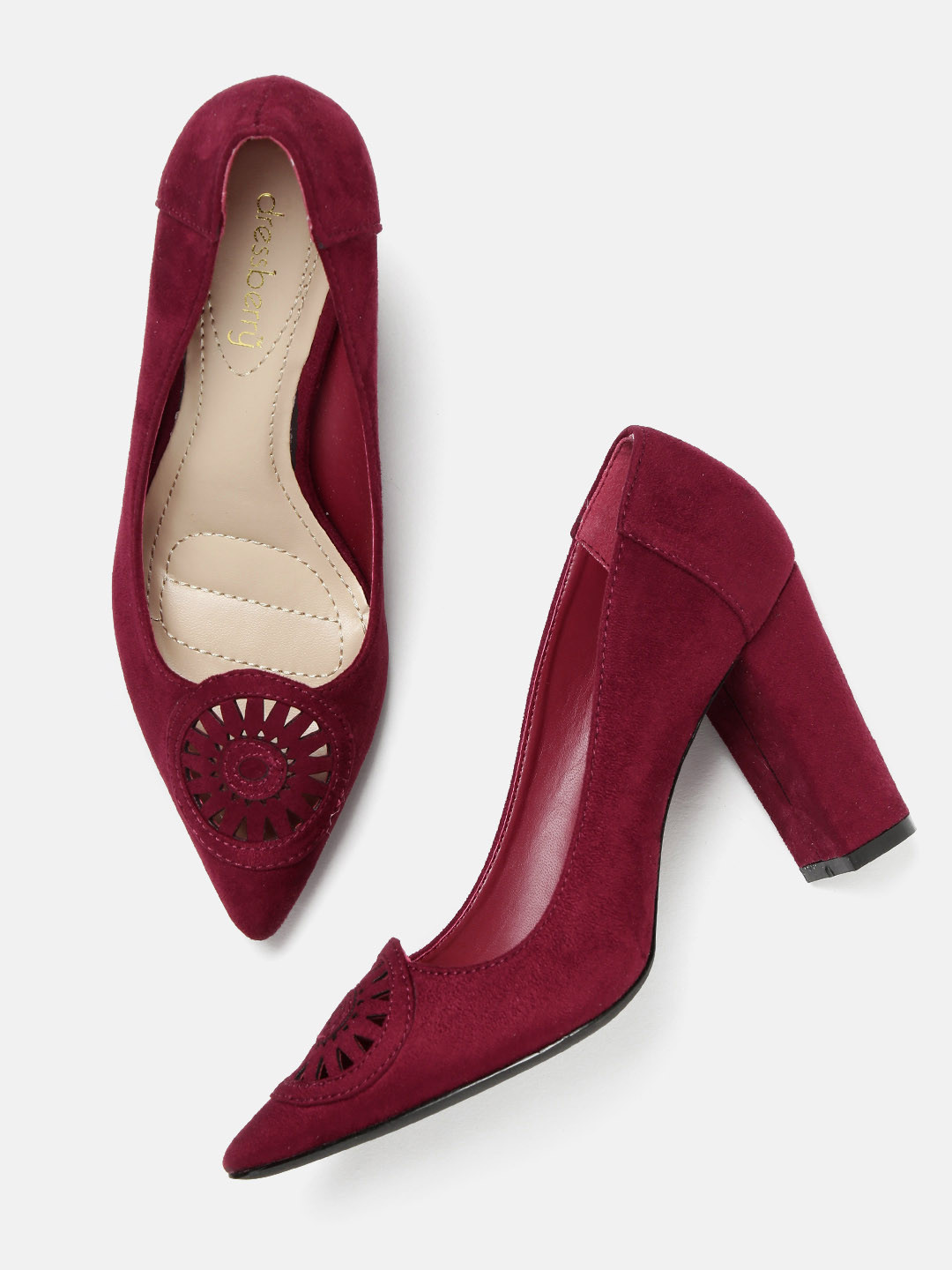 Buy DressBerry Women Maroon Solid Pumps Heels for Women 1785469 Myntra