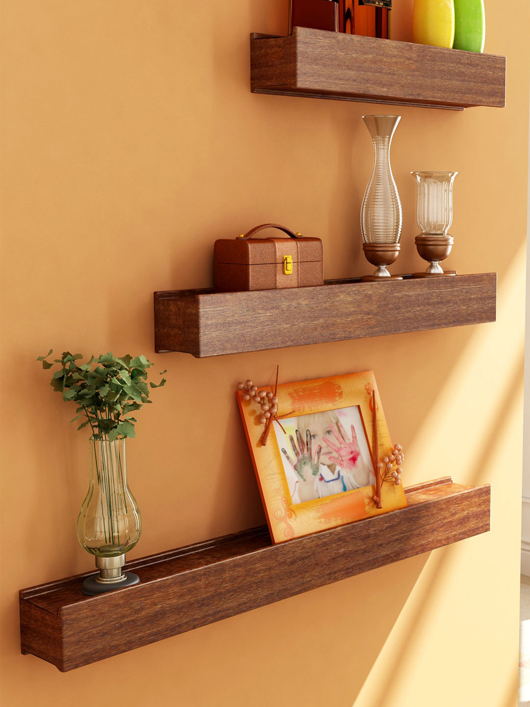 Buy Home Sparkle Set Of 3 Brown Wall Shelves Wall Shelves for Unisex 1785885 Myntra
