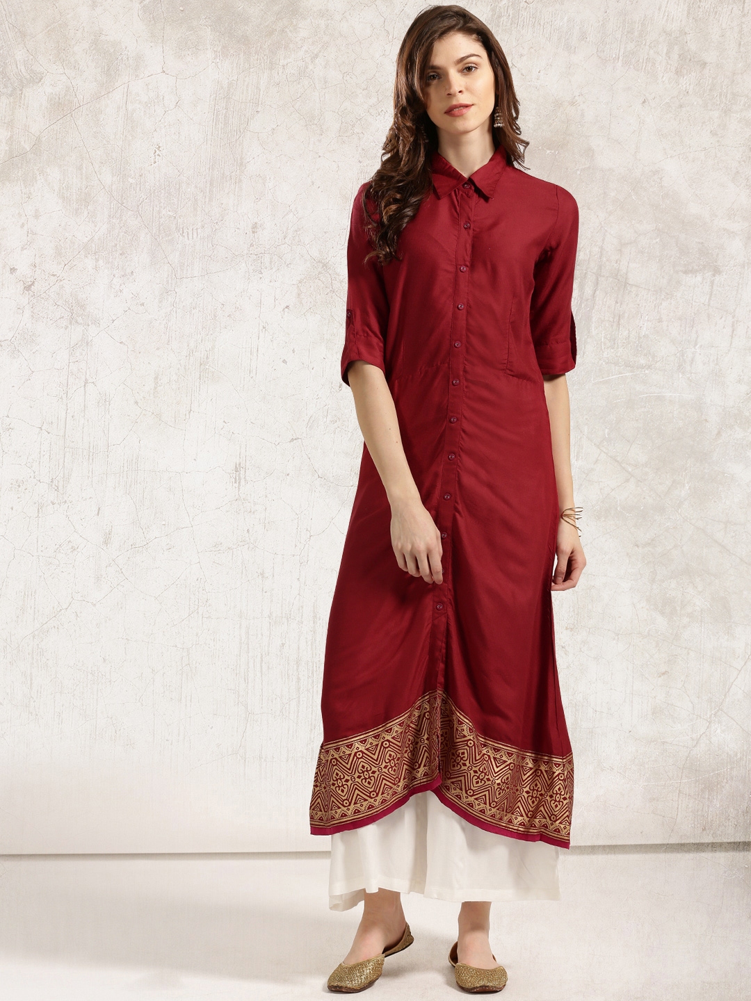 anouk maroon kurta set