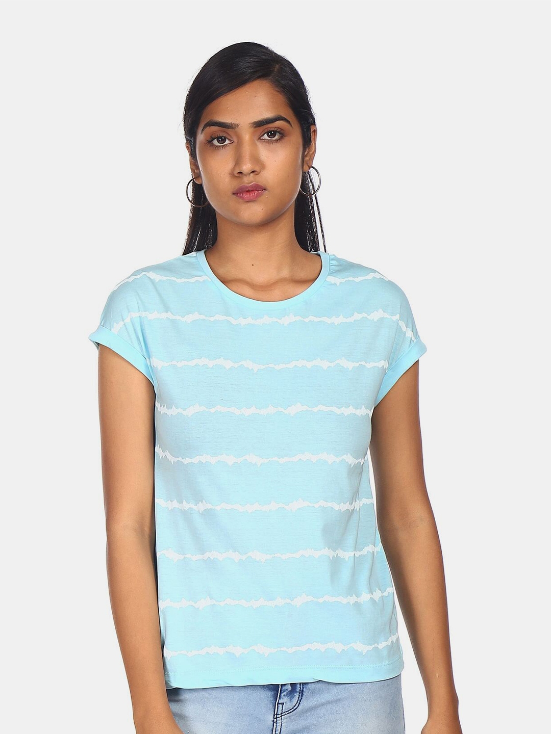 Buy Aeropostale Women Green Striped Extended Sleeves 100 Cotton T buy-aeropostale-women-green-striped-extended-sleeves-100-cotton-t