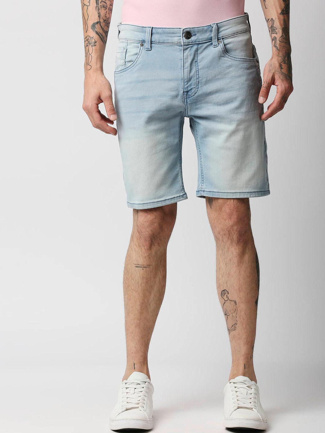 Buy Pepe Jeans Men Blue Washed Skinny Fit Denim Shorts Shorts for Men