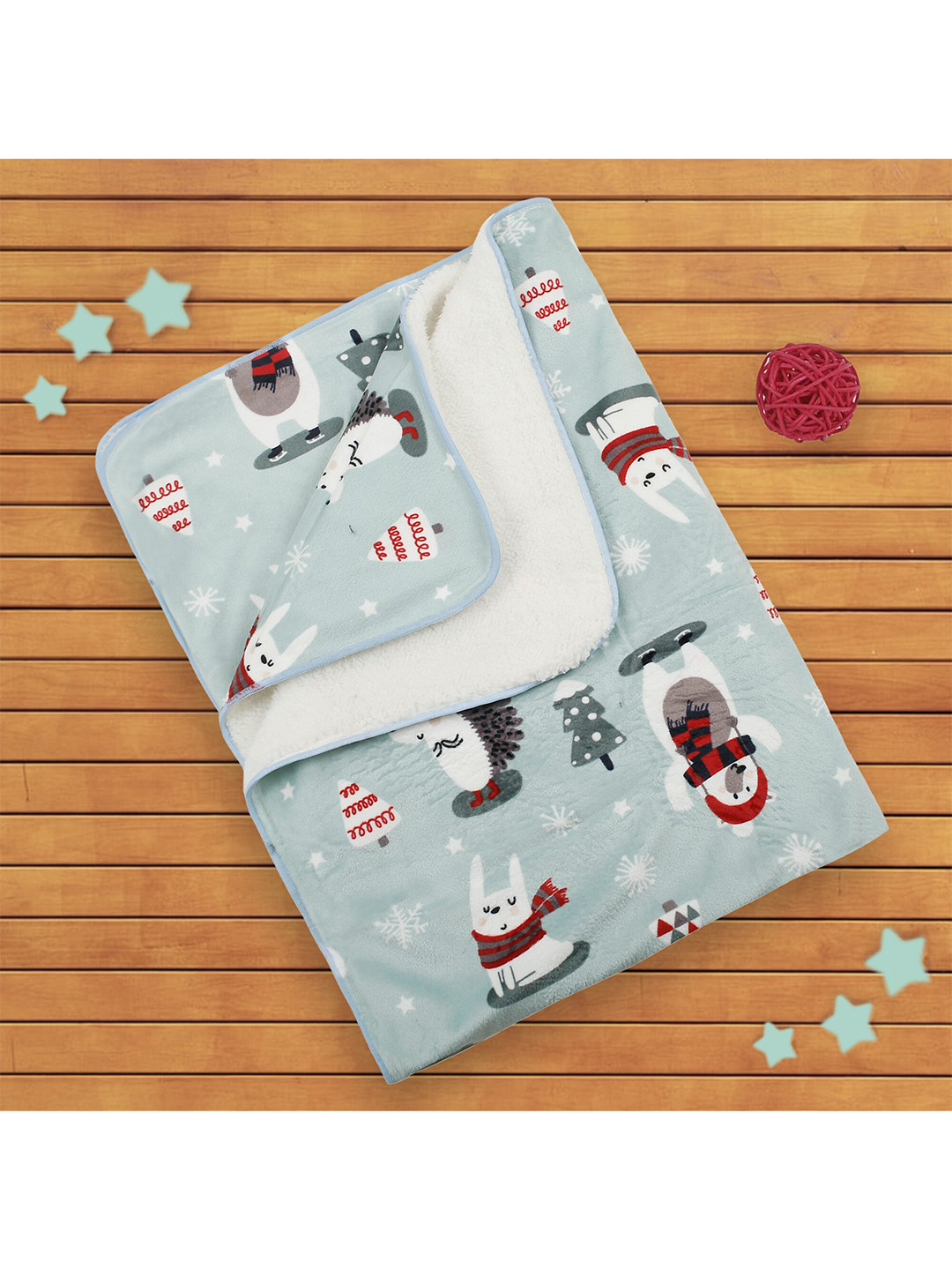 Buy Baby Moo Kids Mint Green & White Heavy Winter 210 GSM Single Bed