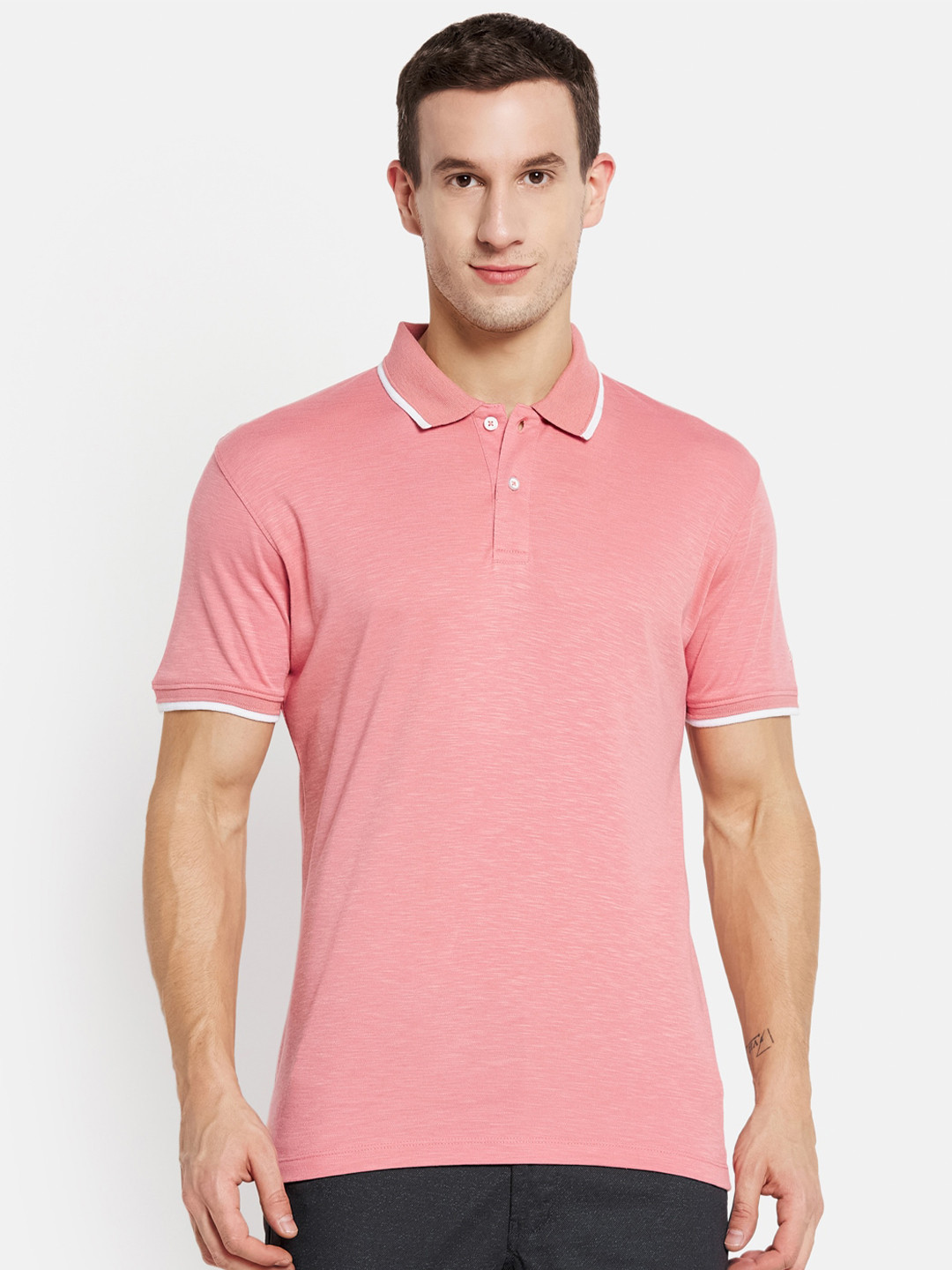 Buy Octave Men Pink Polo Collar Cotton T Shirt Tshirts for Men 17866326 Myntra
