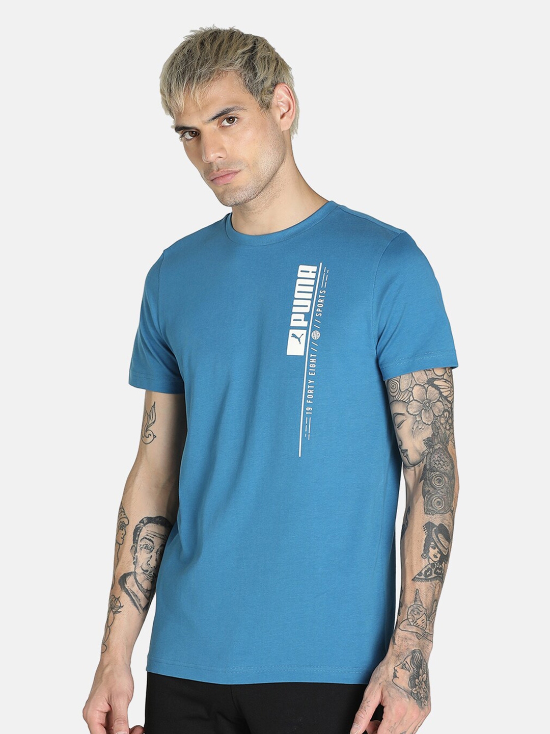 Buy Puma Men Blue 19 Forty Eight Graphic T Shirt - Tshirts for Men ...