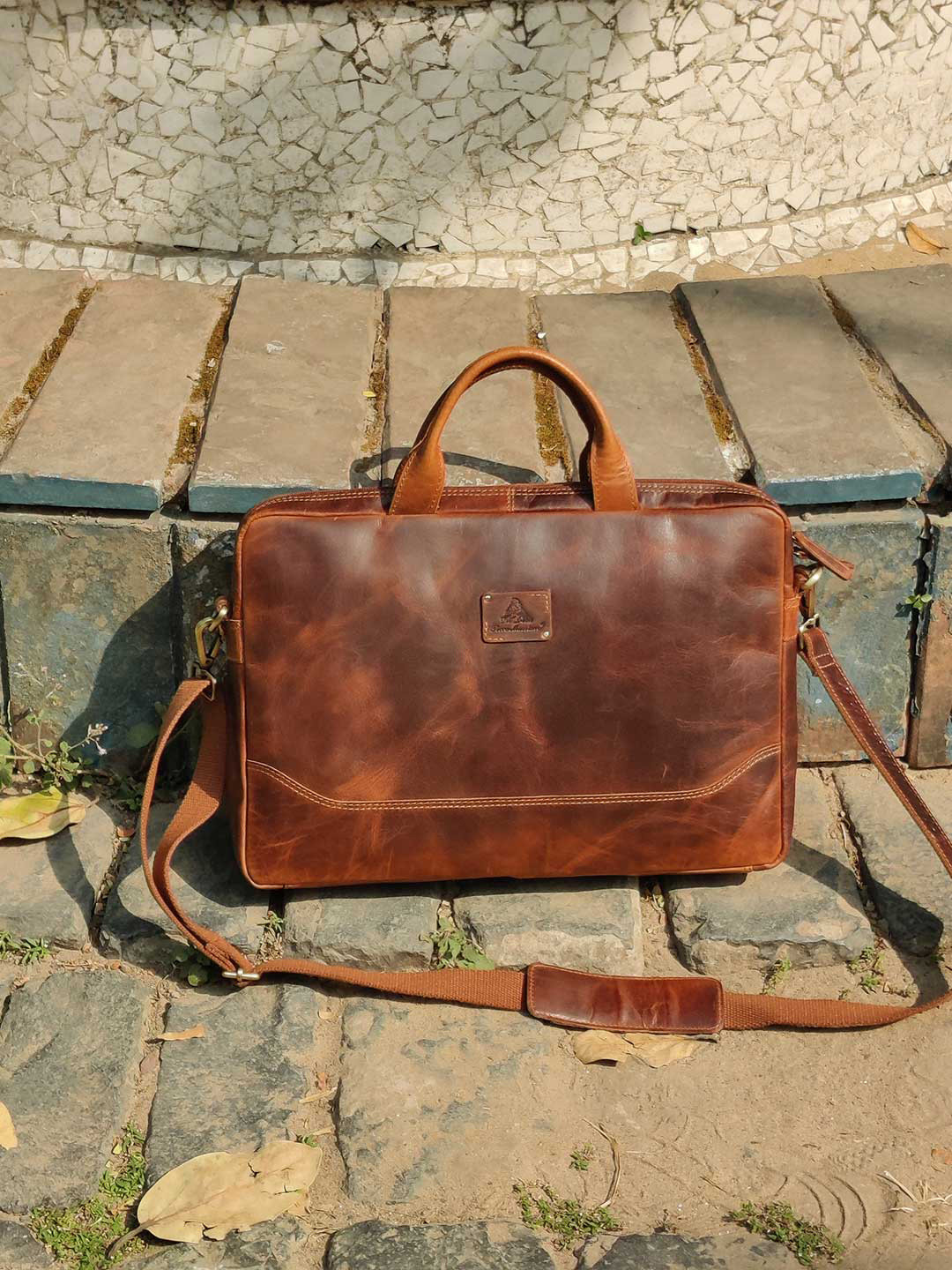 Buy Picco Massimo Unisex Brown Leather 15 Inch Laptop Bag Laptop Bag