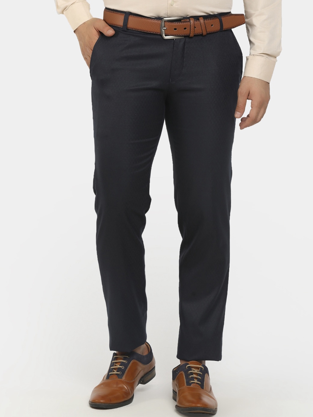 Buy V Mart Men Blue Solid Regular Fit Formal Trousers - Trousers for ...