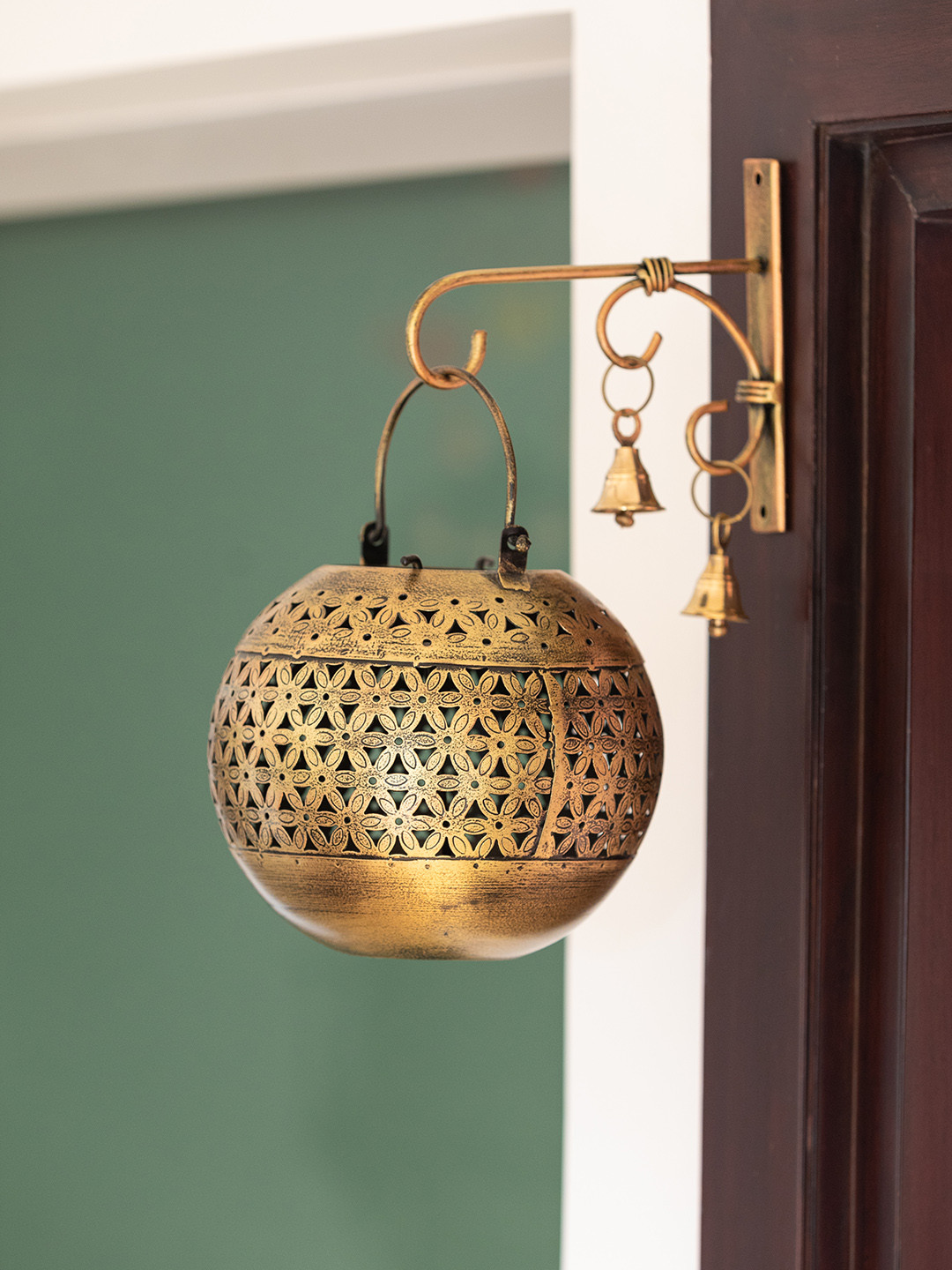 Buy ExclusiveLane Gold Toned Textured Metal Hanging Tea Light Candle
