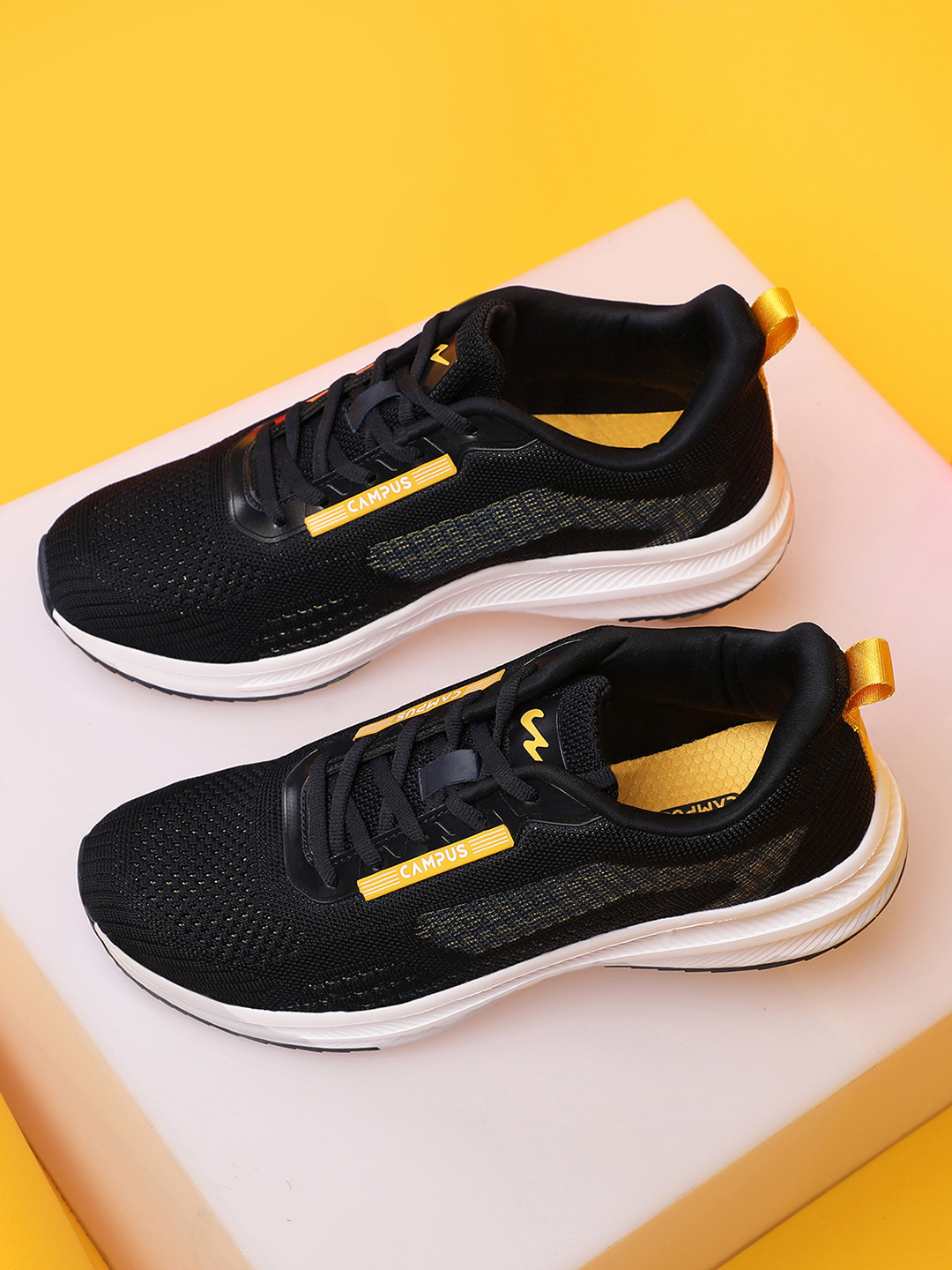 Buy Campus Men Navy Blue & Mustard Mesh Running Shoes Sports Shoes