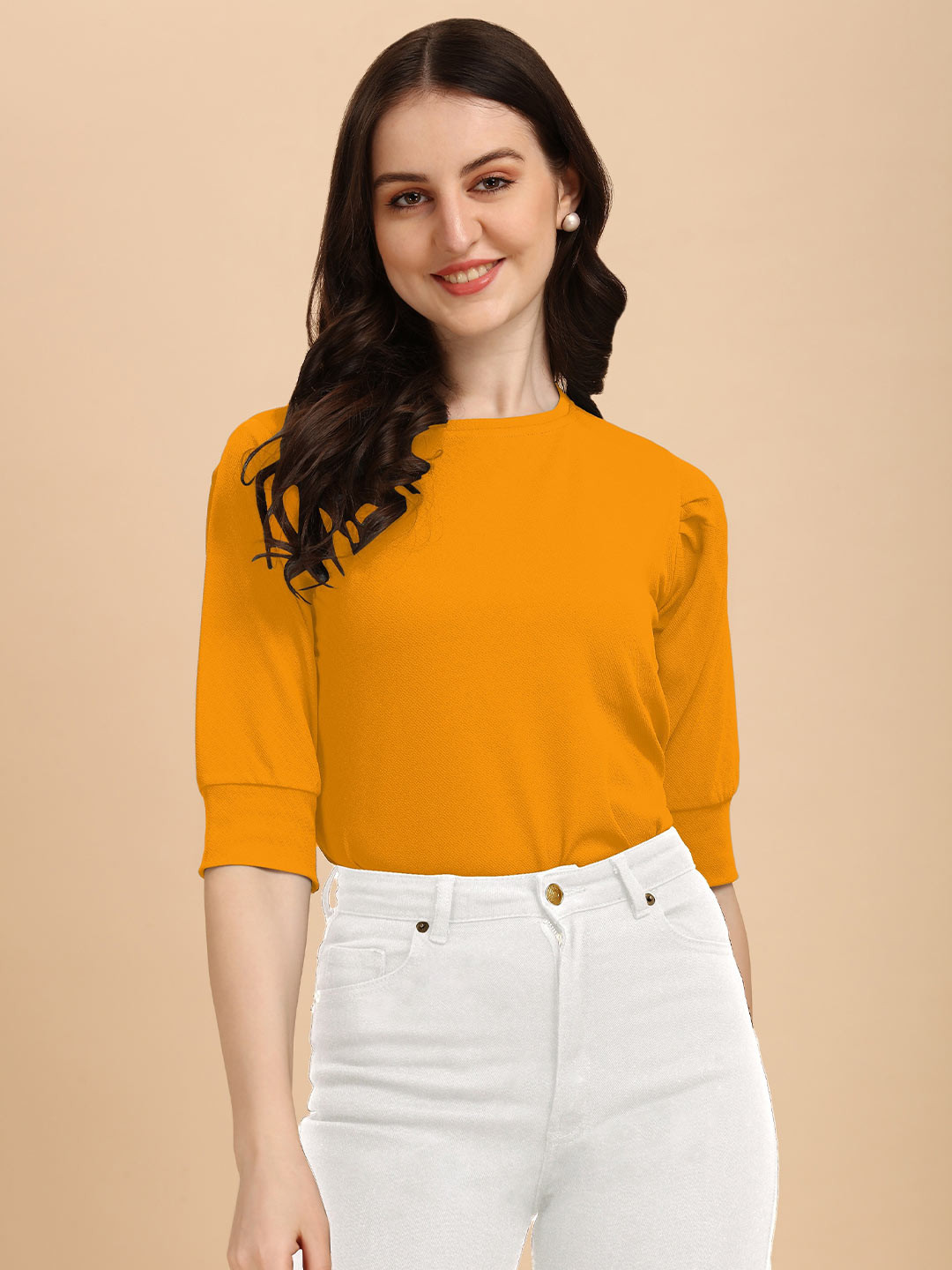 Buy Wedani Women Mustard Yellow Solid Top Tops for Women 17884882