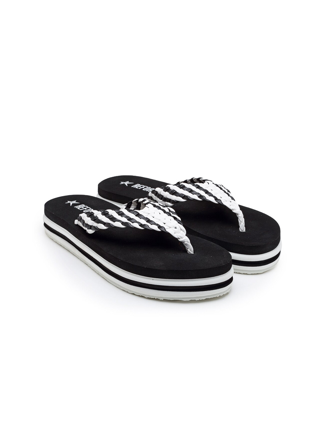 Buy REFOAM Women Black & White Rubber Thong Flip Flops Flip Flops for