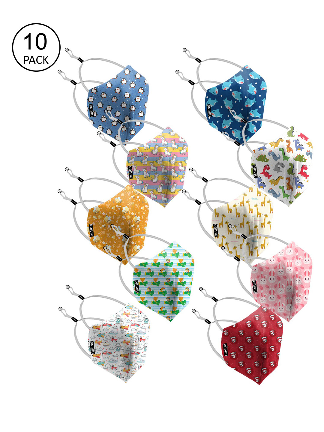 Buy PRIVIU Kids Set Of 10 Adjustable 4 Ply Reusable Face Mask Outdoor