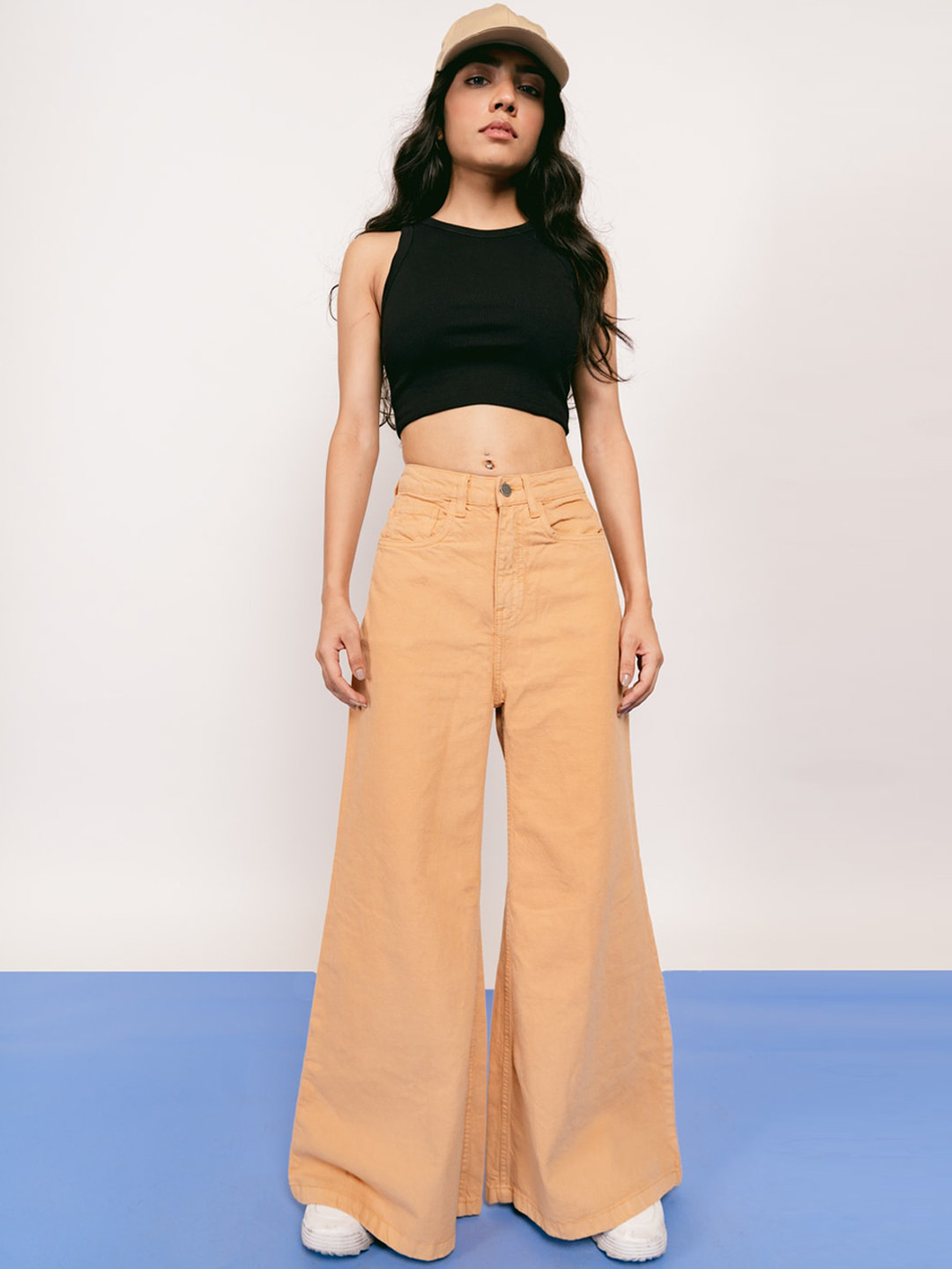 Buy FREAKINS Women Gold Coloured High Rise Flared Fit Jeans Jeans for