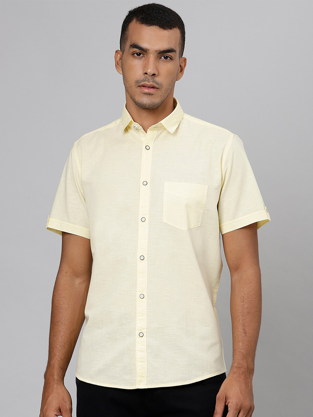 Buy Richlook Men Yellow Slim Fit Cotton Casual Shirt Shirts for Men