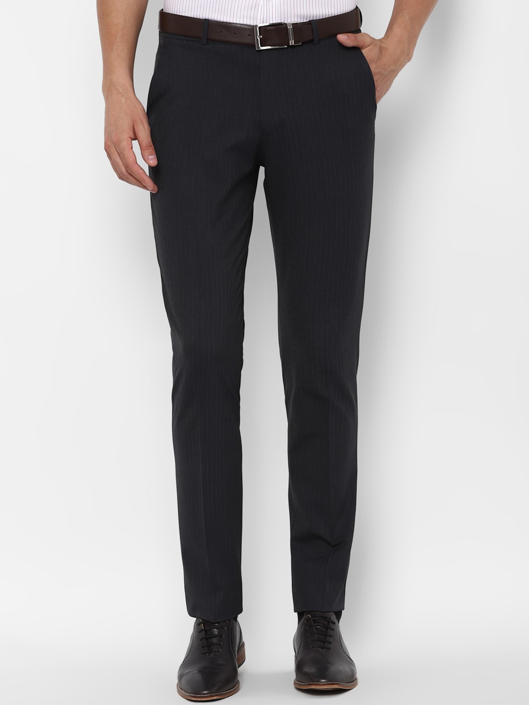 Buy Louis Philippe Men Grey Slim Fit Trousers - Trousers for Men ...
