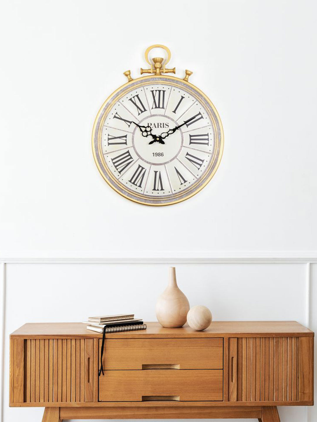 Buy HomeTown Gold Toned & White Vintage Wall Clock Clocks for Unisex